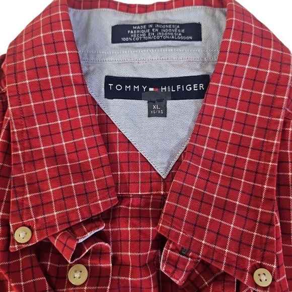 Tommy Hilfiger Striped Button Up Shirt Red Men's XL Long Sleeve Retro Preppy‎ - Picture 6 of 8